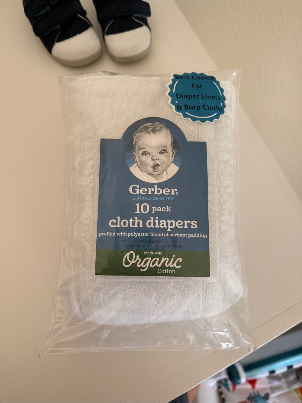 Gerber Baby Prefold Cloth Diapers Burp Cloths White 7-Pack